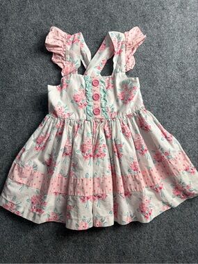 Tabitha Twinkle Girls 4-5 Sweet Pink Floral Sundress with Ruffle Straps
